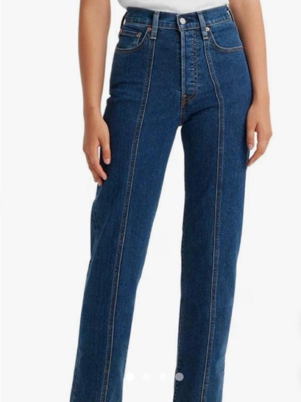 Rib Cage Straight Ankle, Classic High-Rise Button-Fly Women's Jeans — Dark Blue